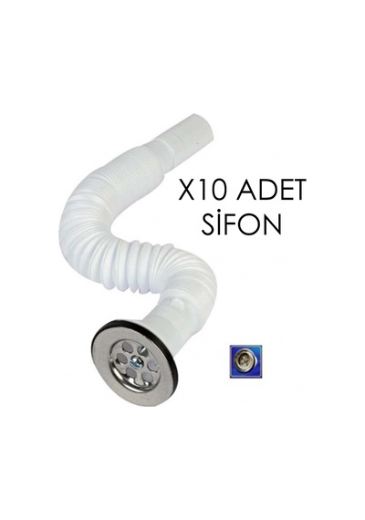 10 Adet Standart Boy Körüklü Lavabo Eviye Sifonu Min 34 Cm Max 77 Cm