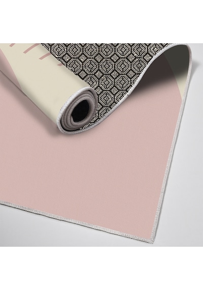 Dijital Kaymaz Yıkanabilir Banyo Mutfak Salon Paspas Halısı Trend Modern Al4004 Pembe