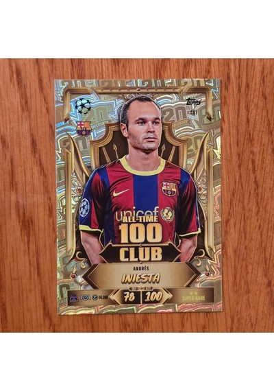 Topps Match Attax 2027 Andres Iniesta 100 Club Oyun Kartı