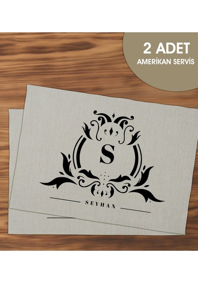 Bk Gift Kişiye Özel İsimli 2 Li Keten Amerikan Servis Seti-6, Ev Hediyesi,baskılı Servis Bezi, Mutfak Dekoru Bitmeyencom33197 Bk Gift