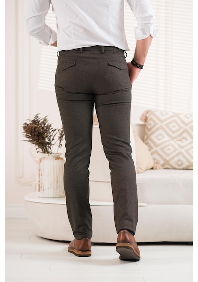 ECER BELİ İPLİKLİ REGULAR FİT DESENLİ ERKEK KUMAŞ PANTOLON