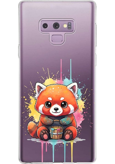 Samsung Galaxy Note 9 İle Uyumlu Splash Tilki Tasarımlı Şeffaf Silikon Kılıf Şeffaf