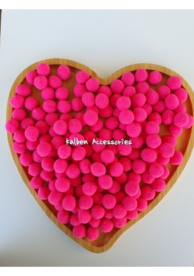 100 Adet 2cm Pompom Fuşya Peluş Yumuşak Ponpon