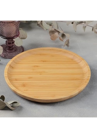 Bambu Lüx Yuvarlak Servis 25 25cm, Sunumluk &amp Çerezlik Sunum Tabağı Diğer