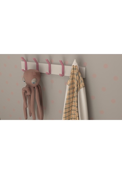 Hepsi3boyutlu Modern Duvar Kapı Askılık - 5 Adet Pembe Askılık Pembe