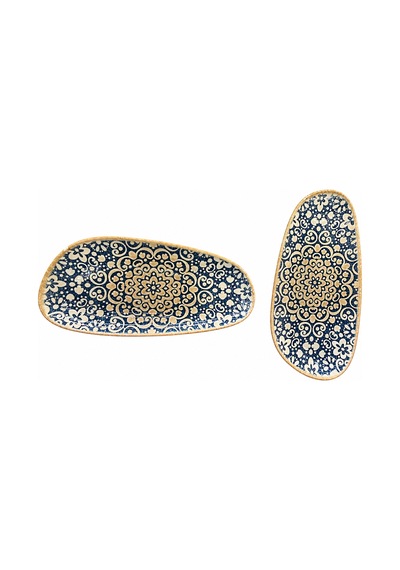 2'li Şık Alhambra Vago Rectangular Plate 36 Cm Oval Servis / Sunum Tabağı/salata Tabağı Çok renkli