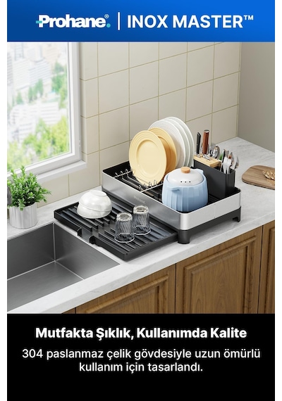 Ayrex Prohane Inox Master Kd200 / Kompakt Genişletilebilir Bulaşıklık / 304 Paslanmaz Çelik / Su Tahliyeli Tezgah Diğer