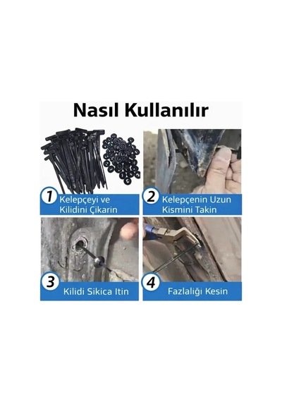 Kablo Bağı 4.8 X 95 Siyah Şasi Tipi Tek Delikli Uygulama Alanları İçin 100 Ad