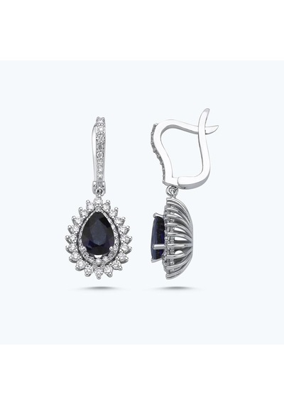 Altınbaş Pırlanta Safir Damla Küpe Erm1060s-14k Beyaz