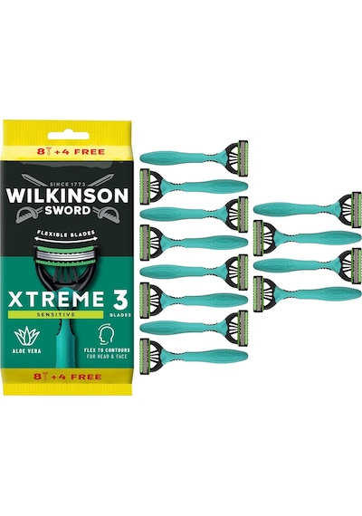 Sword Xtreme 3 Sensitive 8 4 Adet Tek Kullanımlık Tıraş Makinesi E Vitamini Ve Aloe Vera Yağlama Bandı Yüz Bakım