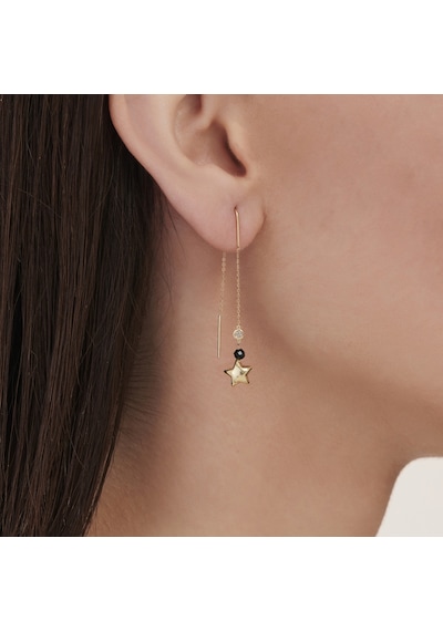 Altınbaş Pırlanta Spinel Taşlı Yıldız Küpe INT197Y-14K