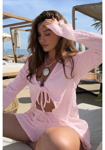 Cool Tarz Kadın Yazlık Müslin Takım Şortlu Hafif Ve Nefes Alan İkili Set Toz Pembe Toz Pembe Cool Tarz Kadın Yazlık Müslin Takım Şortlu Hafif Ve Nefes Alan İkili Set Toz Pembe Toz Pembe