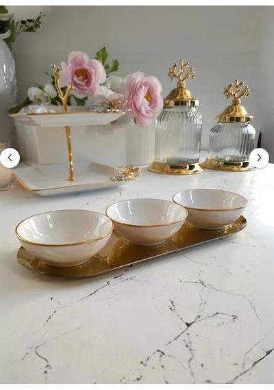 Regna Home Fine Living Trio Bowl Set -4 Parça Beyaz