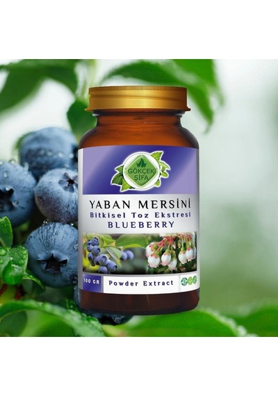 Gökçek Şifa Yaban Mersini Blueberry Toz Ekgerginliki 100 Gr Cam Kavanoz