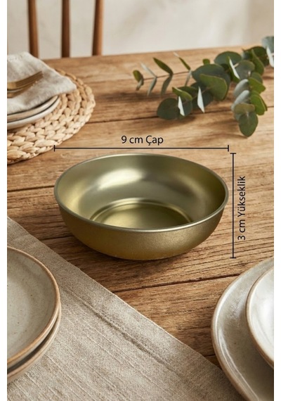 6 Parça Gold Metal Çerezlik Seti 6 Lı Ø9 Cm Yükseklik 3 Cm Gold