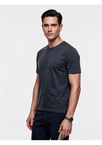 Jsco Erkek Bisiklet Yaka Rahat Kesim Pamuklu Kısa Kollu Basic T-shirt Js2674 Antrasit