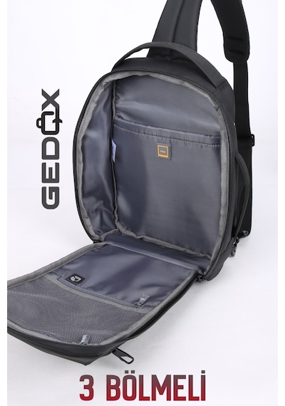 Gedox Siyah Su Geçirmez 3 Bölmeli Erkek Çapraz Göğüs Ve Tek Omuz Çantası Bodybag Günlük El Ve Sırt Çantası Gdx2103
