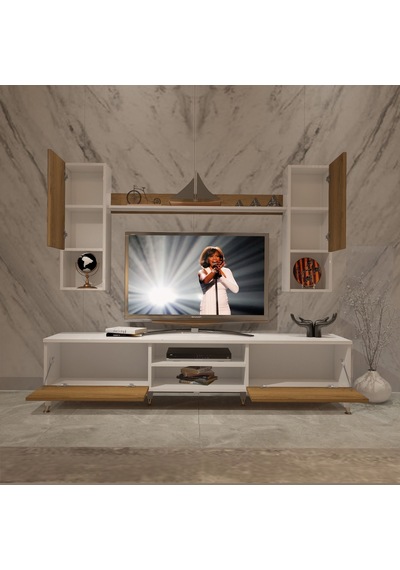 Decoraktiv Eko 5da Mdf Dvd Gold Tv Ünitesi Tv Sehpası Beyaz - Pera