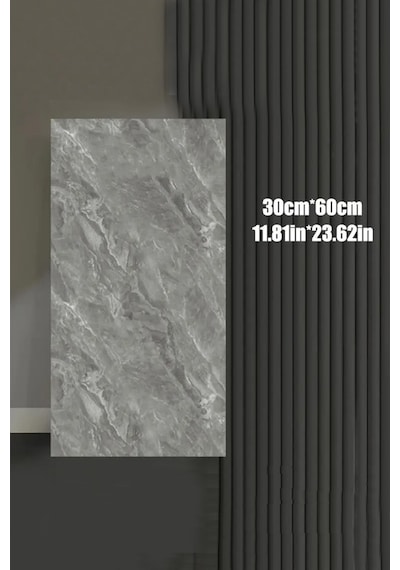 10 Adet 60x30 Kendinden Yapışkanlı Gri Pvc Panel Gri