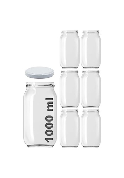 Ayrex Afracam 1000 Ml Konserve Kavanoz Metal Kapaklı Şeffaf Cam 1000 Cc Paşabahçe 6 Adet Beyaz Kapak Genel
