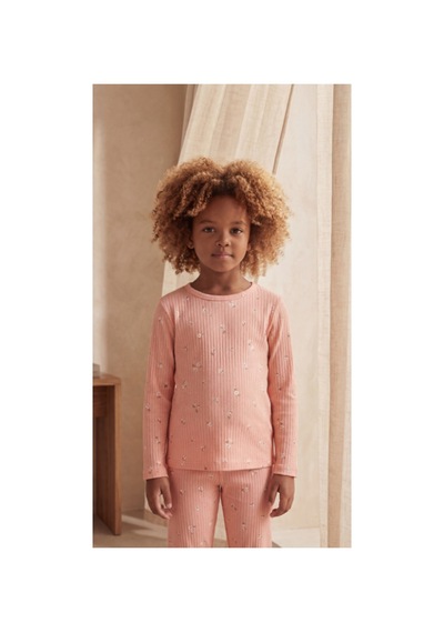 Katia&bony Kız Çocuk Çiçek Desenli Pijama Takımı Pembe Pembe