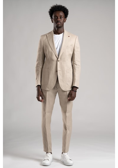 Sir Regular Fit Yarım Astarlı %100 Linen Keten Kumaş Takım Elbise 001