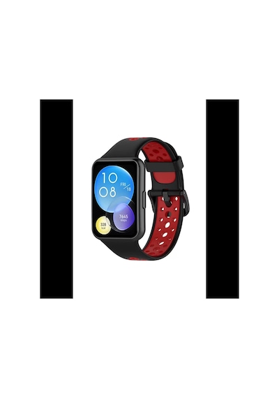 Watch Fit 2 Spor Delikli Kordon - Siyah-kırmızı Bz8683140522971