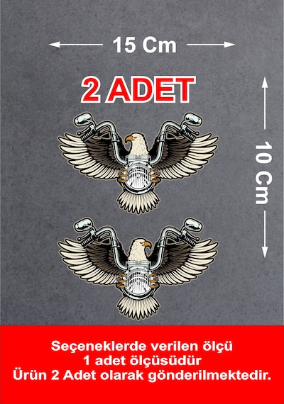 Chopper Motosiklet Kartal Sticker - Araba Oto Motosiklet Cam Sticker - 02141 15x10 Cm