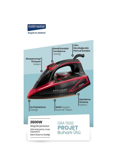 Goldmaster GM-7632 Projet 2600 W Buharlı Ütü