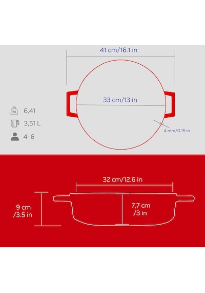 Lava Döküm Çok Amaçlı Yayvan Tencere Döküm Demir Yekpare Kulplu Edition Serisi Çap 32cm. 001