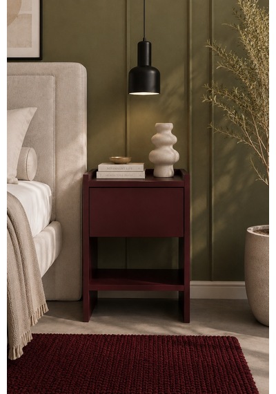 Home Keto Tek Çekmeceli Komodin 38x52x40 Cm Modern Tasarım Bordo - 914411036 Bordo Home Keto Tek Çekmeceli Komodin 38x52x40 Cm Modern Tasarım Bordo - 914411036 Bordo