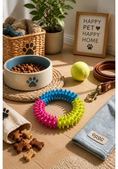 Köpek Diş Kaşıma Oyuncağı, Halka Formlu Çiğneme Ve Oyun Oyuncağı, Diş Eti Masajı Ve Günlük Aktivite İçin Dokulu Tasarım