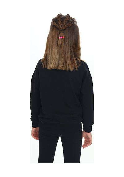 Toontoy Kız Çocuk Kardan Adam Ho Ho Ho Baskılı Sweatshirt Siyah