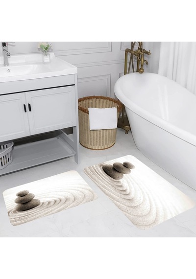 Rovigo Home Baskılı Kaymaz Taban 2'Li Banyo Paspas Takım Rvg5009-100x60-60x50 Çok Renkli