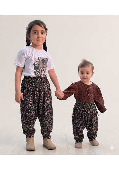 Boravelli Bora Kız Çocuk Hobi Şalvar Desenli Şalvar Yöresel Şalvar Çocuk Şalvarı Çok Renkli
