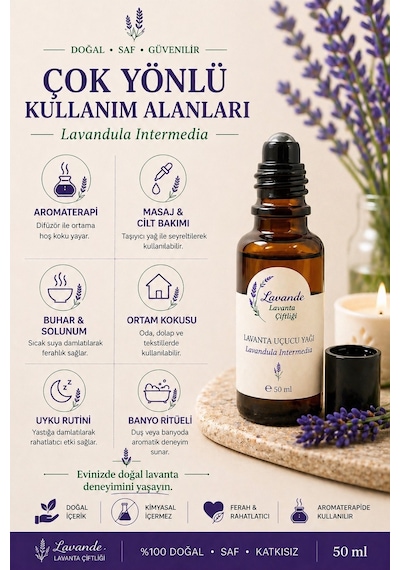 Lavande Lavanta Çiftliği Lavanta Yağı L.intermedia Rollon 50 ML
