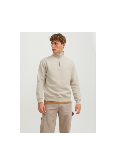 Jack & Jones Jjebradley Sweat Half Zıp Moonbeam 12250747 Krem