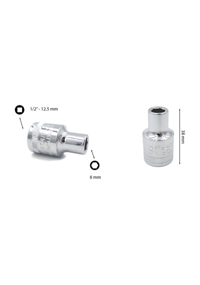 Ceta Form 8 mm 1/2” 6 Köşe Lokma Anahtar C22-H08