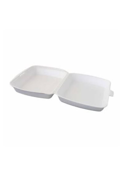 Şeylişeyler - Tek Bölmeli Kapaklı Beyaz Köpük Tabak - 100'lü 1 Paket