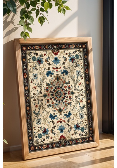 Premium Osmanlı Antik Çiçek Desenli Çerçeveli Tablo - Lüks Ramazan Serisi Geleneksel Duvar Dekoru Kayın Premium Osmanlı Antik Çiçek Desenli Çerçeveli Tablo - Lüks Ramazan Serisi Geleneksel Duvar Dekoru Kayın