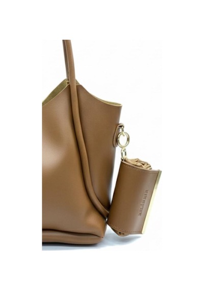 Kapsül Çanta Omuz Çantası Alışveriş Çantası Shopping Bag İnce Paraşüt Kumaş Vizon