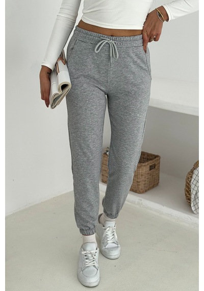 Kadın Bağcıklı Jogger Pantolon & Eşofman Altı Sportif & Enerjik Stil Gri