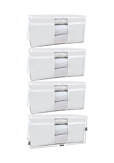 Esti 4 Adet - Pencereli Yastık Yorgan Hurcu Mega 75 X 40 X 40 Cm Gri Çizgili