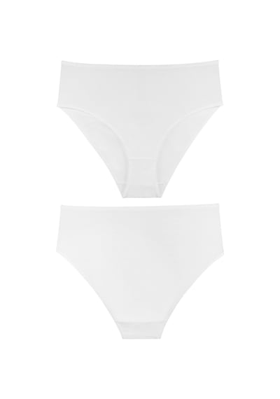 Sensu Kadın Beli Lastikli 5'li Slip Külot - Kts3087 Beyaz Beyaz