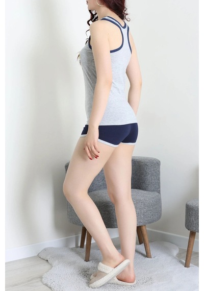 Modi Şortlu Pijama Takımı Açıkgri - 53504.2161. AÇIK GRİ