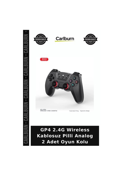 Gp4 2.4g Wireless Kablosuz Pilli Analog 2 Adet Oyun Kolu Konforlu Alet Eğlence Ürünü Siyah Gamepad