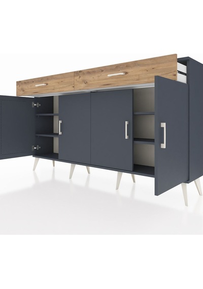 Arges Konsol 4 Raflı 2 Çekmeceli 4 Kapaklı 176x30x99 Antrasit-ant Antrasit-antrasit/çam Arges Konsol 4 Raflı 2 Çekmeceli 4 Kapaklı 176x30x99 Antrasit-ant Antrasit-antrasit/çam