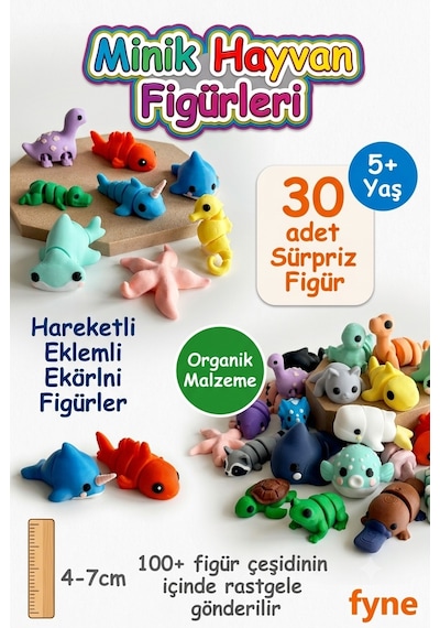 Minik Hayvanlar 30 Lu Sürpriz Oyuncak Seti Organik, Hareketli, Eklemli Ve Eğitici Hayvan Figürü