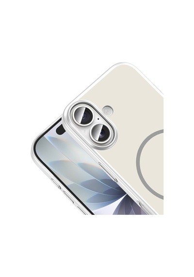 iPhone 16 Kılıf M-safe Şarj Özellikli Zore Lora Pc Kapak - Gümüş