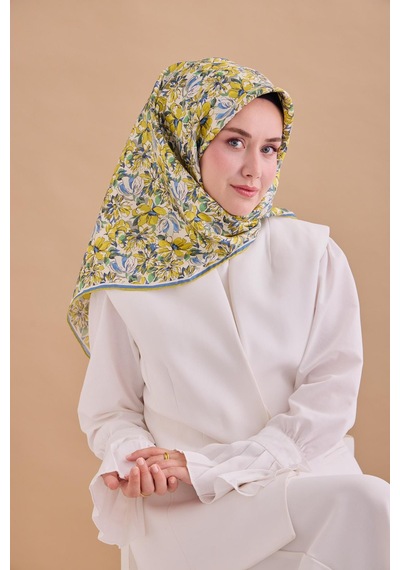 Silk Home Twill İpek Eşarp 11477-12 Ekru, Asit Yeşili, Gri, Mavi, Yeşil